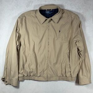 Polo Ralph Lauren XXL Classic Men's Tan Harrington Plaid Lined Jacket Coat EUC